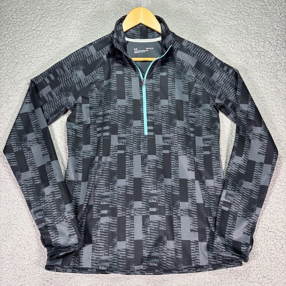 Under Armour UA 1/4 Zip Pullover Threadborne Mens M Geometric Fitted Golf Casual - Picture 8 of 12